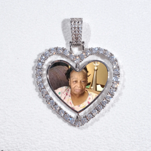 3D Spinning 2-Faced Heart Custom Picture Pendant