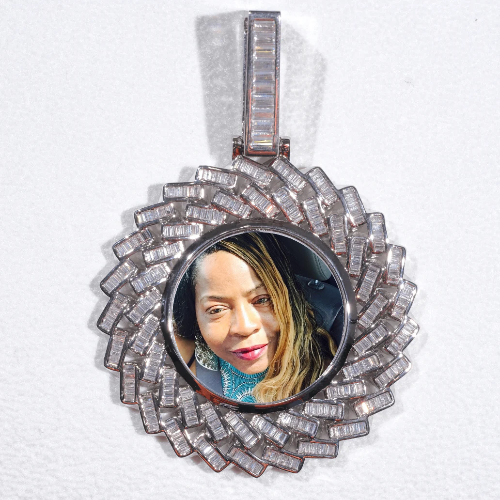 Large 3D Baguette Custom Picture Pendant