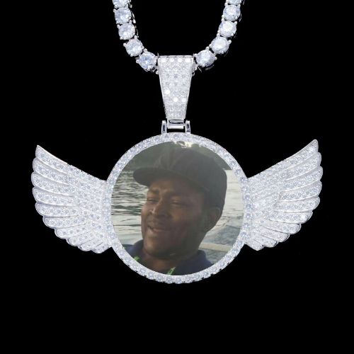 925S & VVS Moissanite 3D Wing Custom Picture Pendant