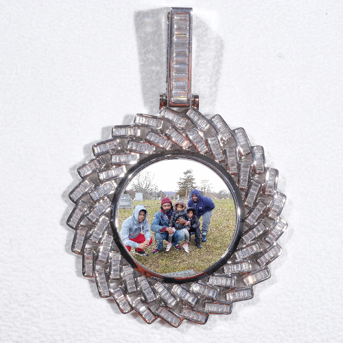 Large 3D Baguette Custom Picture Pendant