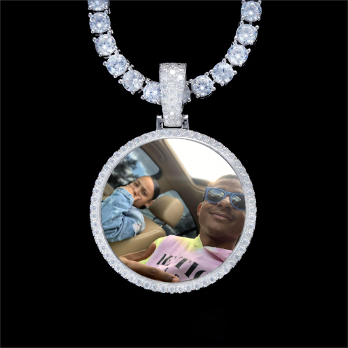 925S & VVS Moissanite 3D Circle Custom Picture Pendant