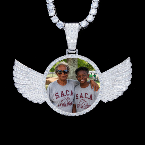 925S & VVS Moissanite 3D Wing Custom Picture Pendant