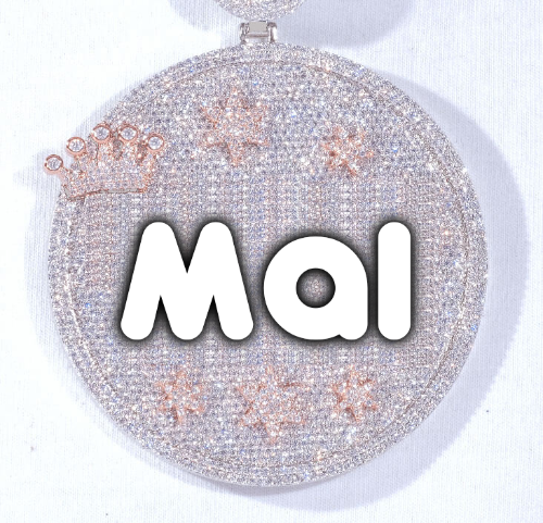 CUSTOM LETTER NECKLACE 3D BIG CROWN DISC