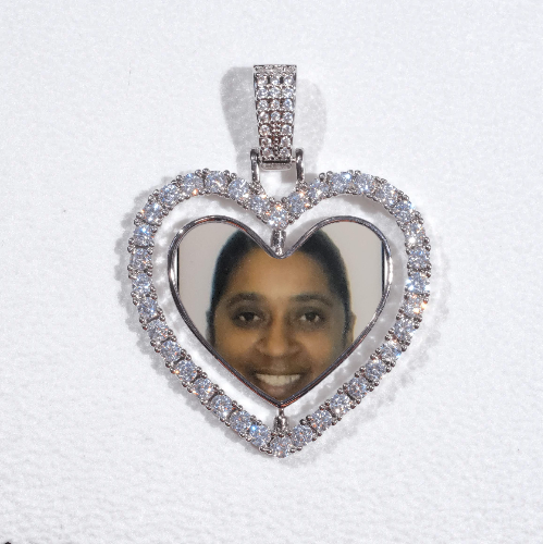 3D Spinning 2-Faced Heart Custom Picture Pendant