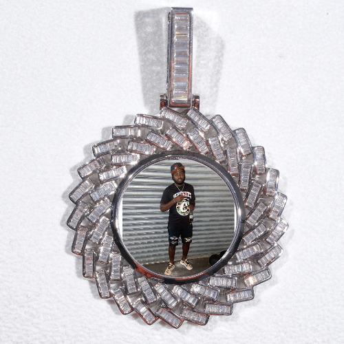 Large 3D Baguette Custom Picture Pendant
