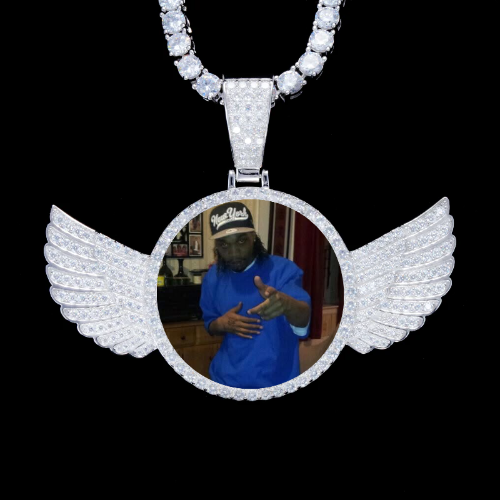 925S & VVS Moissanite 3D Wing Custom Picture Pendant