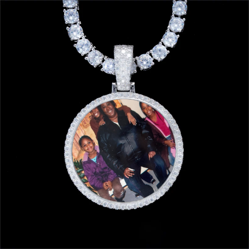 925S & VVS Moissanite 3D Circle Custom Picture Pendant