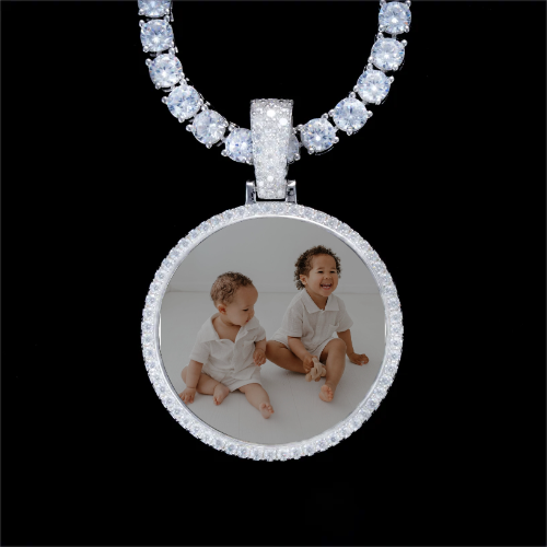 925S & VVS Moissanite 3D Circle Custom Picture Pendant