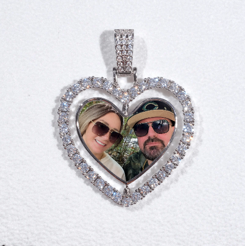 3D Spinning 2-Faced Heart Custom Picture Pendant