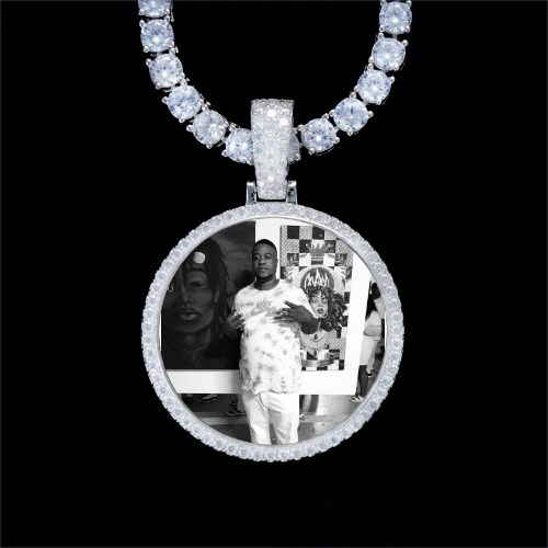 925S & VVS Moissanite 3D Circle Custom Picture Pendant