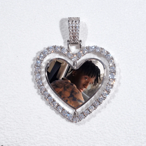 3D Spinning 2-Faced Heart Custom Picture Pendant