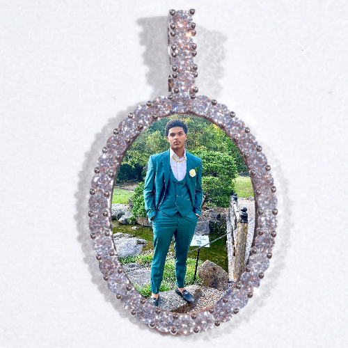 Large 3D Oval Custom Picture Pendant