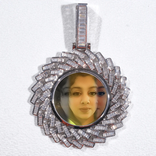 Large 3D Baguette Custom Picture Pendant