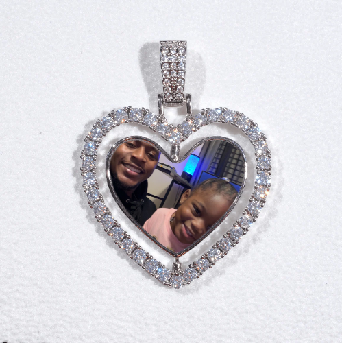 3D Spinning 2-Faced Heart Custom Picture Pendant