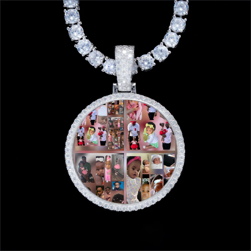 925S & VVS Moissanite 3D Circle Custom Picture Pendant