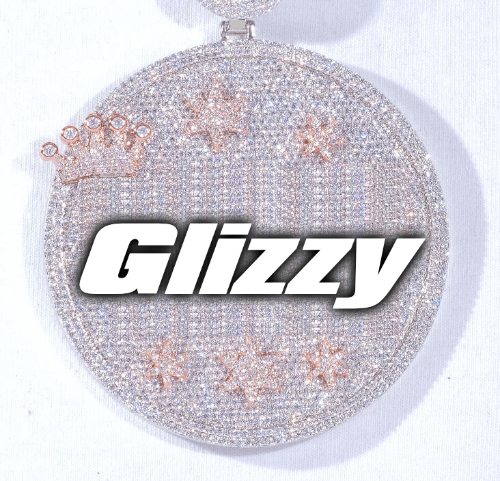 CUSTOM LETTER NECKLACE 3D BIG CROWN DISC