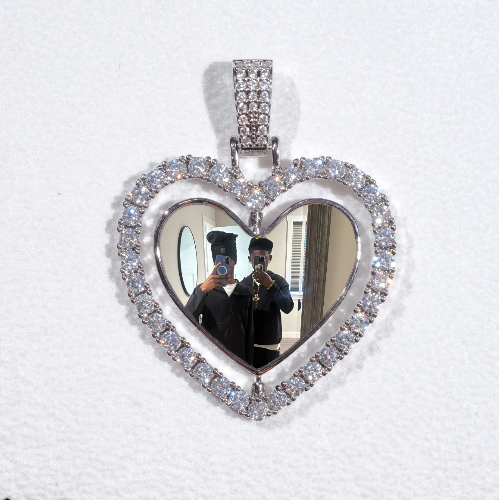 3D Spinning 2-Faced Heart Custom Picture Pendant