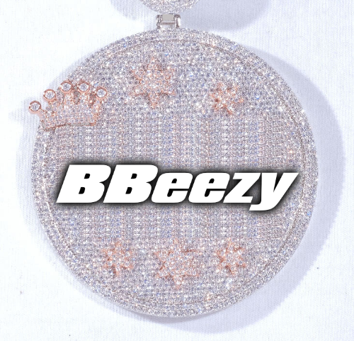CUSTOM LETTER NECKLACE 3D BIG CROWN DISC