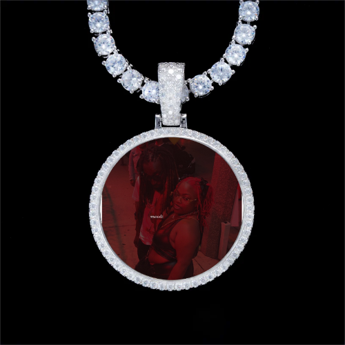 925S & VVS Moissanite 3D Circle Custom Picture Pendant