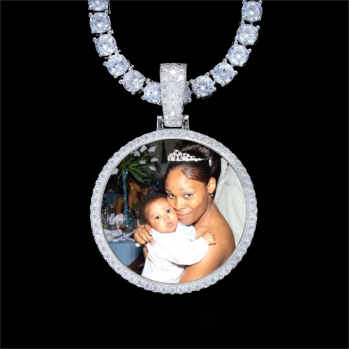 925S & VVS Moissanite 3D Circle Custom Picture Pendant
