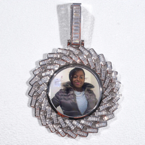 Large 3D Baguette Custom Picture Pendant