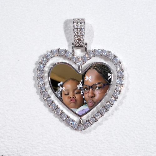 3D Spinning 2-Faced Heart Custom Picture Pendant