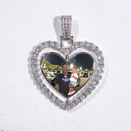 3D Spinning 2-Faced Heart Custom Picture Pendant