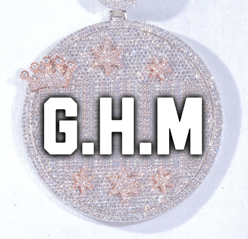 CUSTOM LETTER NECKLACE 3D BIG CROWN DISC