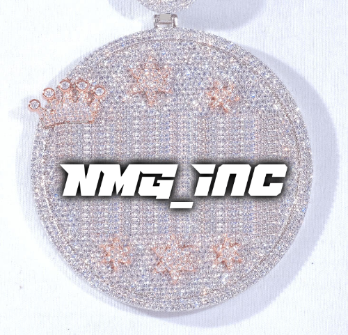 CUSTOM LETTER NECKLACE 3D BIG CROWN DISC