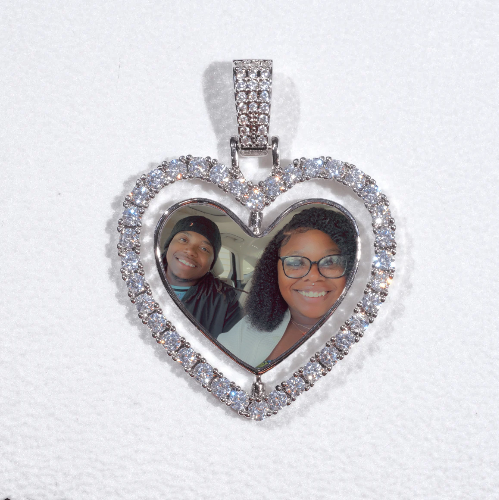 3D Spinning 2-Faced Heart Custom Picture Pendant