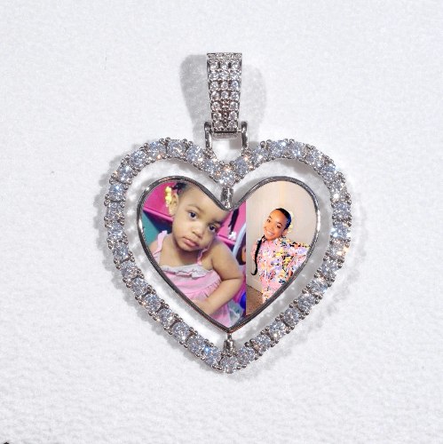 3D Spinning 2-Faced Heart Custom Picture Pendant