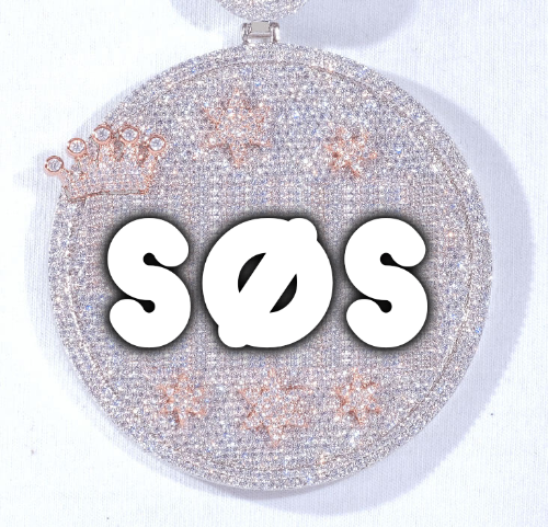CUSTOM LETTER NECKLACE 3D BIG CROWN DISC