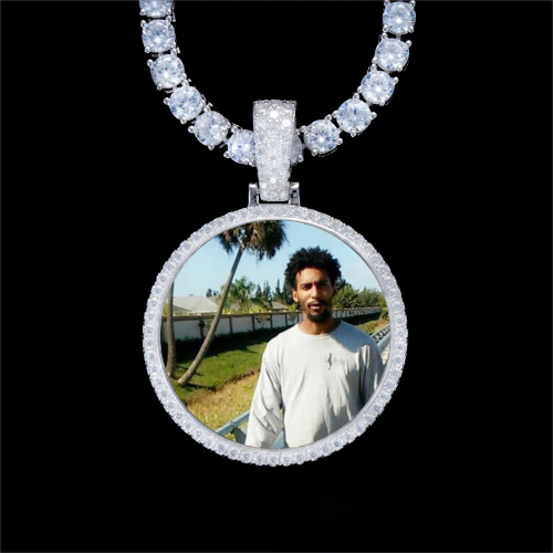 925S & VVS Moissanite 3D Circle Custom Picture Pendant