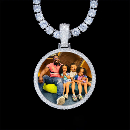 925S & VVS Moissanite 3D Circle Custom Picture Pendant