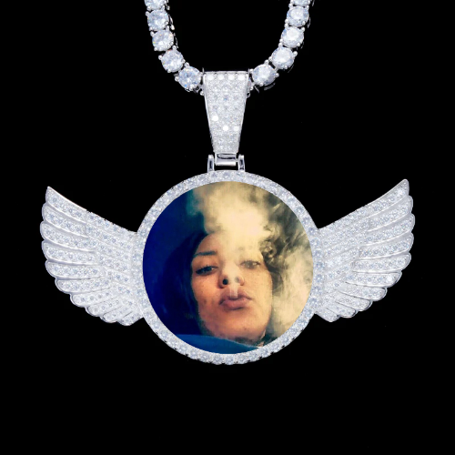925S & VVS Moissanite 3D Wing Custom Picture Pendant