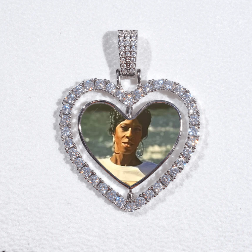 3D Spinning 2-Faced Heart Custom Picture Pendant
