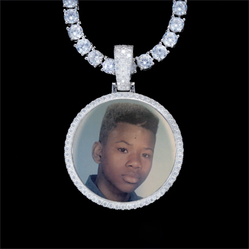 925S & VVS Moissanite 3D Circle Custom Picture Pendant