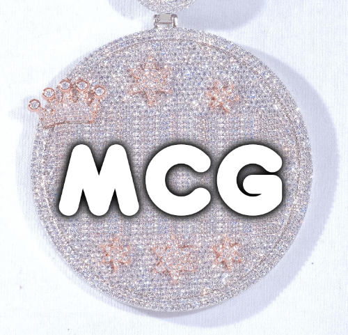 CUSTOM LETTER NECKLACE 3D BIG CROWN DISC