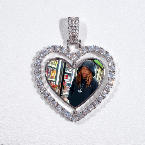 3D Spinning 2-Faced Heart Custom Picture Pendant