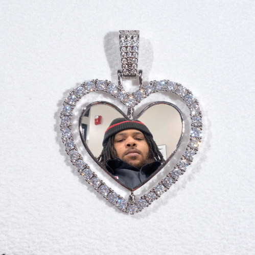 3D Spinning 2-Faced Heart Custom Picture Pendant