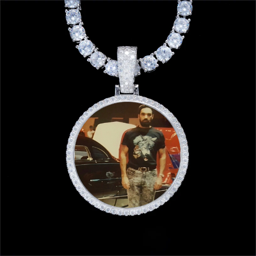 925S & VVS Moissanite 3D Circle Custom Picture Pendant
