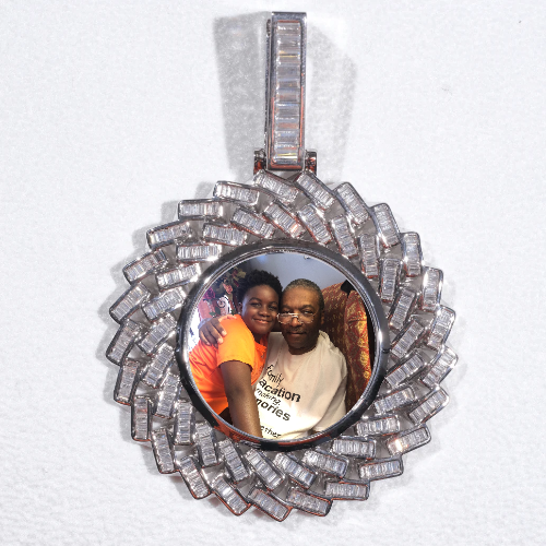 Large 3D Baguette Custom Picture Pendant