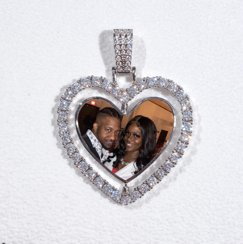 3D Spinning 2-Faced Heart Custom Picture Pendant