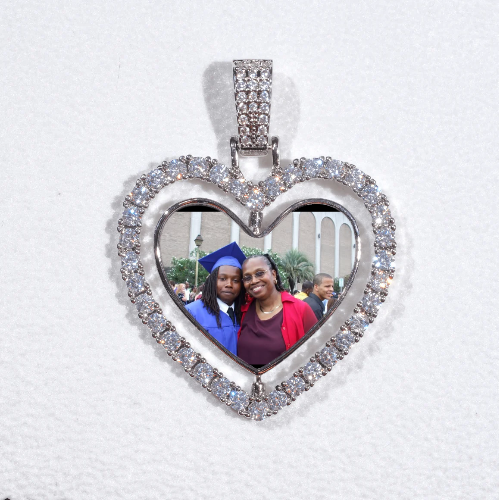 3D Spinning 2-Faced Heart Custom Picture Pendant