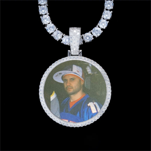 925S & VVS Moissanite 3D Circle Custom Picture Pendant