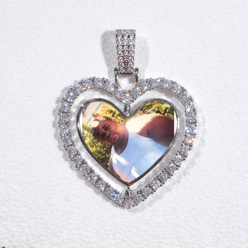 3D Spinning 2-Faced Heart Custom Picture Pendant