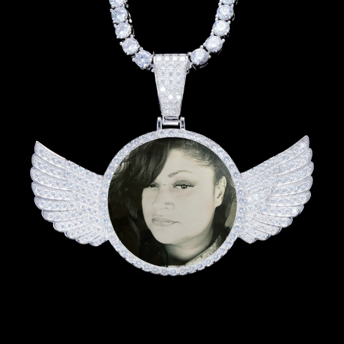 925S & VVS Moissanite 3D Wing Custom Picture Pendant