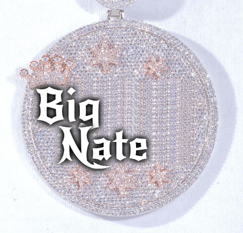 CUSTOM LETTER NECKLACE 3D BIG CROWN DISC