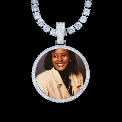 925S & VVS Moissanite 3D Circle Custom Picture Pendant