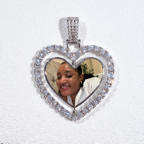 3D Spinning 2-Faced Heart Custom Picture Pendant
